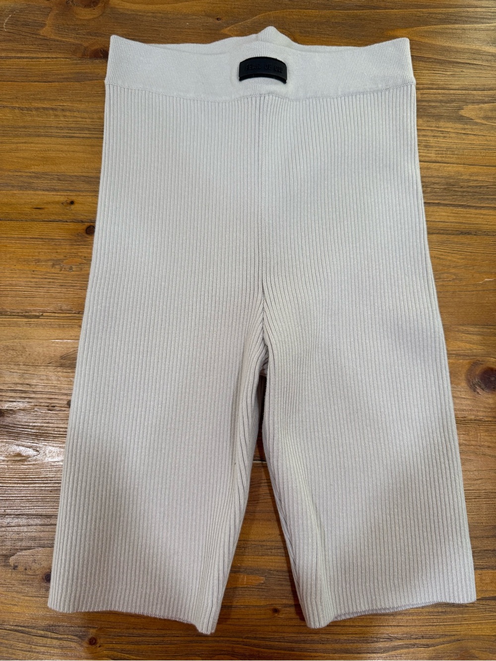 Fear of God Essentials Ribbed Knit Biker Shorts Cream Size Large L